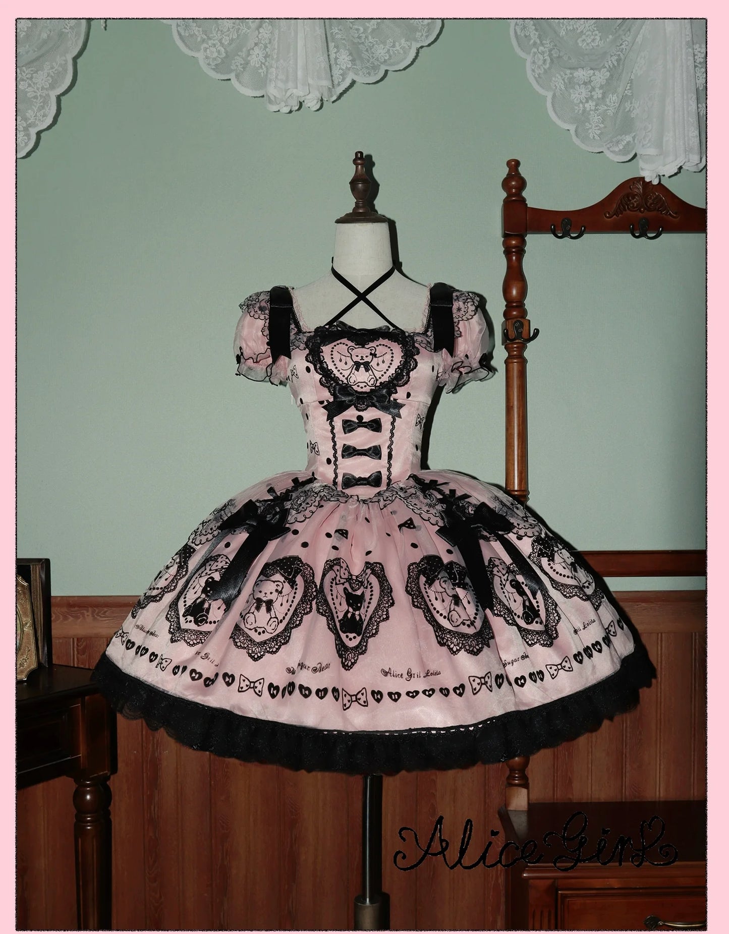 Alice Girl - Brown Sugar Bear - Printed Sweet Lolita Dress, Multiple Styles