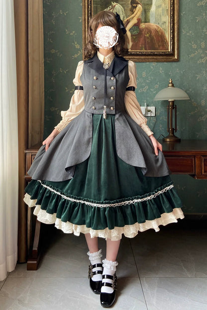 Miss Point - Rose Doll - Retro Lolita Vest Velvet Lolita Waistcoat