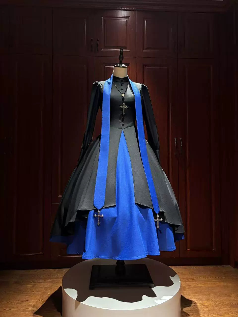 LetterfromGod - Night Watchman - Gothic Lolita OP Dress, Open-Front Hem