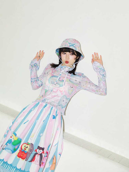 Hand-drawn printed skirt【s0000010071】