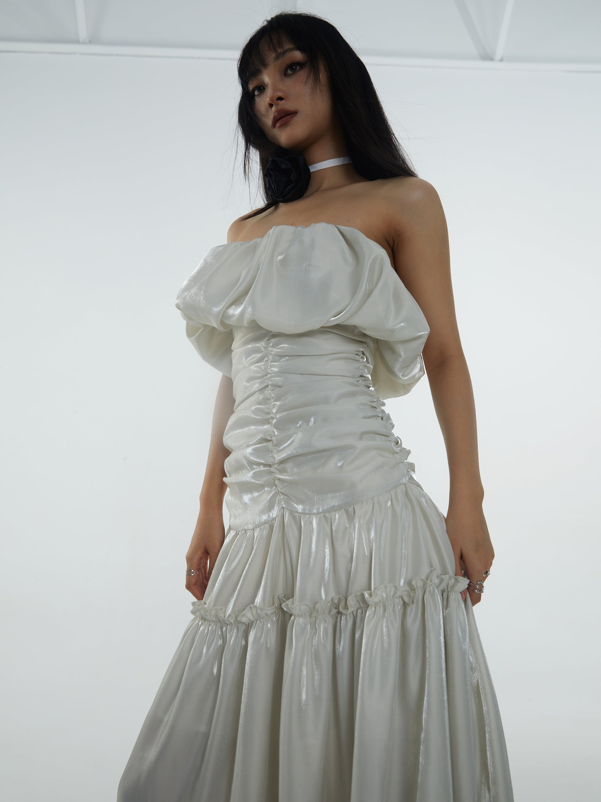 Ruffles Big Swing Super Long Fairy Off-Shoulder Dress