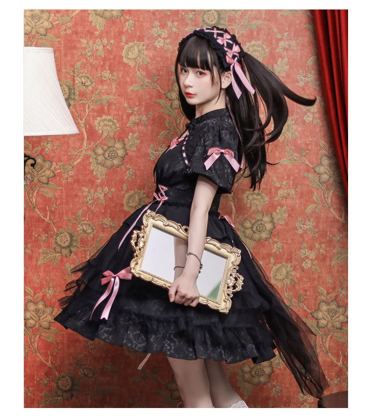 Eieyomi - Kawaii Lolita OP Dress Summer Dress Short Sleeve