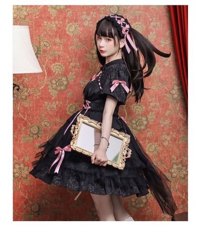 Eieyomi - Kawaii Lolita OP Dress Summer Dress Short Sleeve