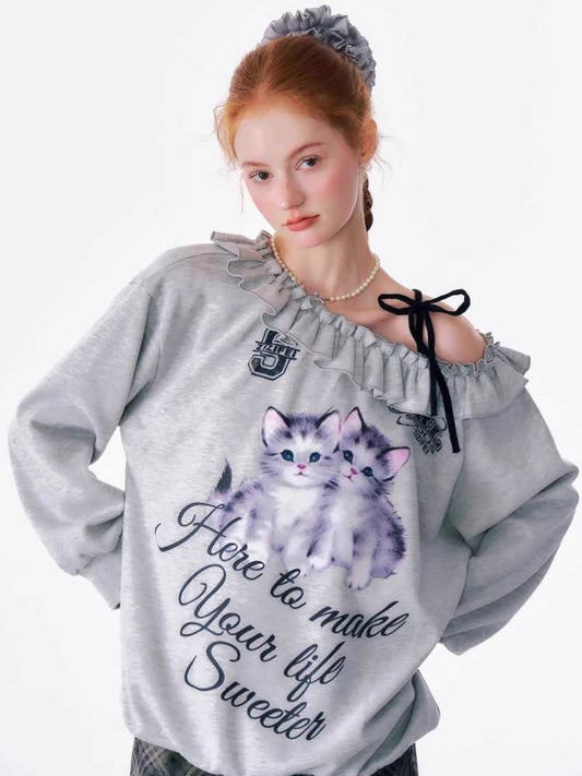 Cat print sweatshirt【s0000010166】