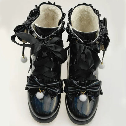 Fairy Godmother - Enthusiastic Ideation - Elegant Lolita Shoes Fleeced Short Martin Boots