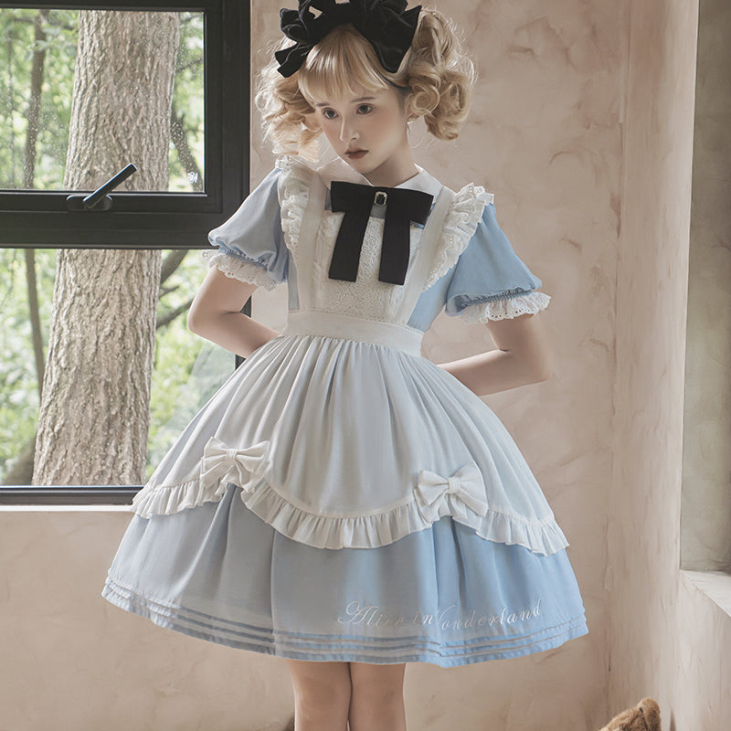 Letters from Unknown Star - Sweet Alice - Short Sleeves Maid Lolita OP
