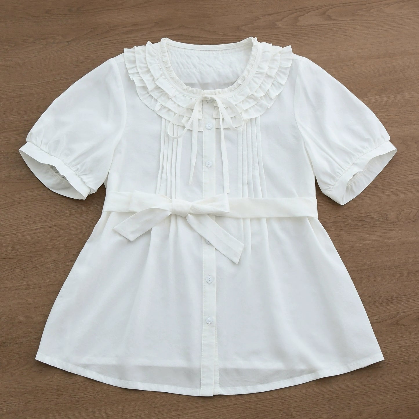 MIST - Vernal Stream - Lightweight Kawaii Lolita Blouse, Detachable Waist Tie