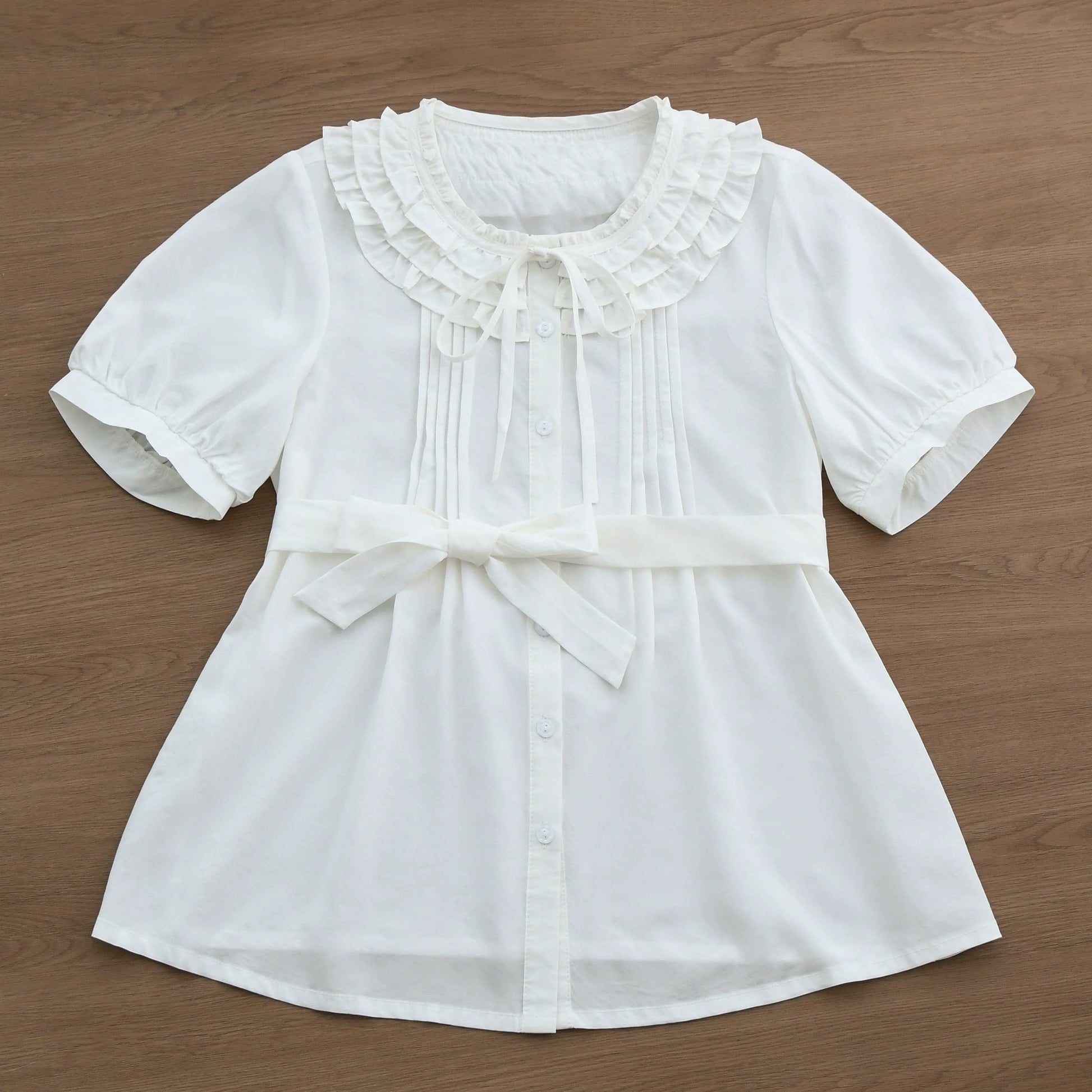 MIST - Vernal Stream - Lightweight Kawaii Lolita Blouse, Detachable Waist Tie