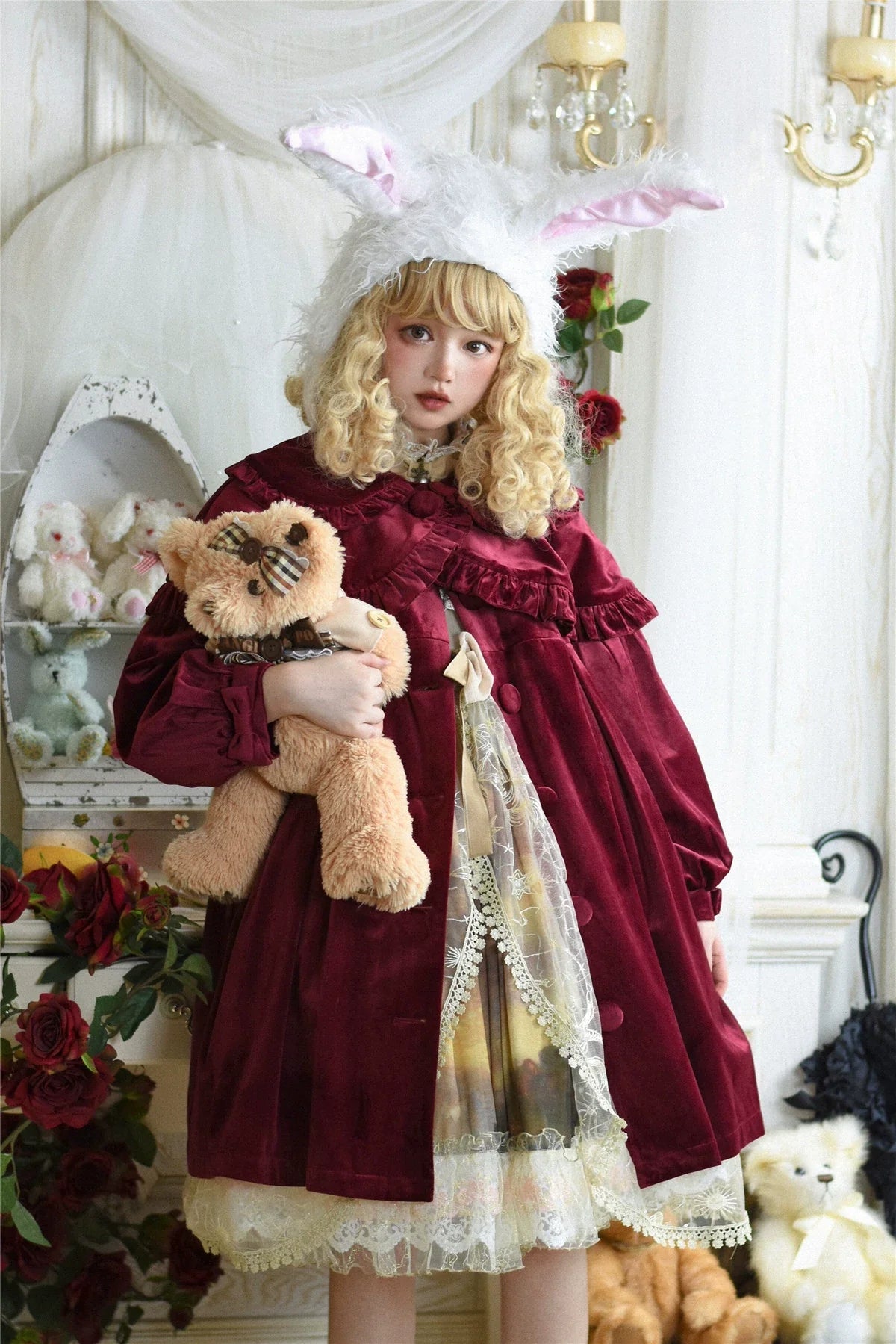 Dark Star Island - Winter Lolita Cape Velvet Antique Lolita Coat