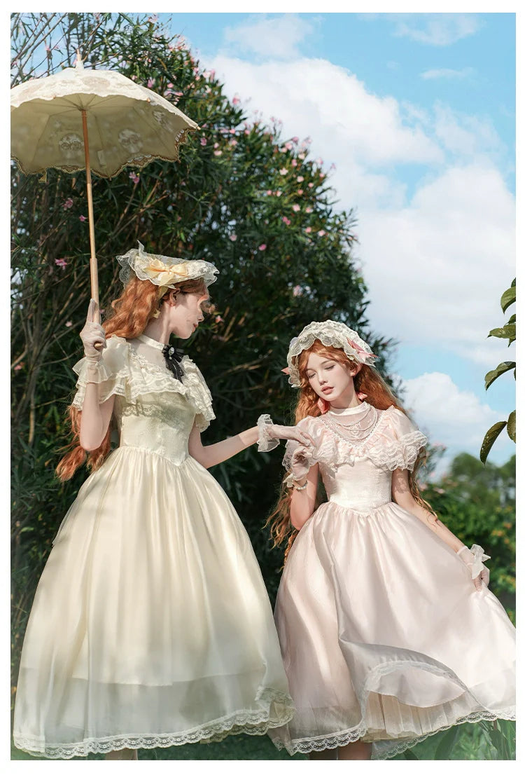 With PUJI - Morning Mist Estate - Twins Classic Lolita OP Dress, Edward Collar