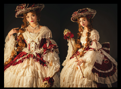 Guaji - Isabella - Wedding Lolita OP Bridal Dress with Tiered Petticoat and Trailing