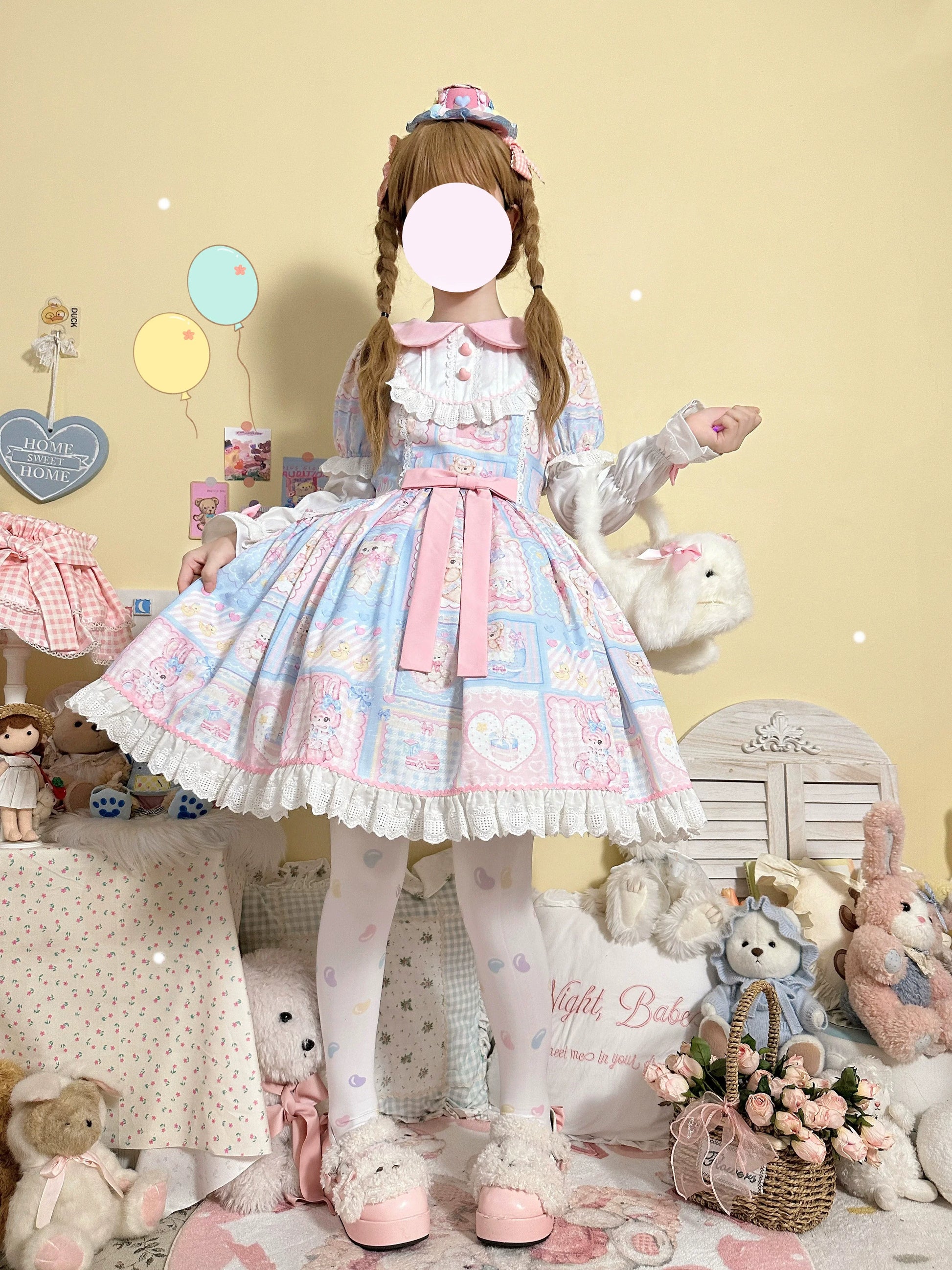 Hanguliang - Sweet Bunny Bear - Sweet Lolita Dress Long Sleeve Winter Lolita OP