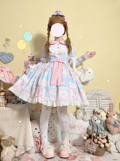 Hanguliang - Sweet Bunny Bear - Sweet Lolita Dress Long Sleeve Winter Lolita OP