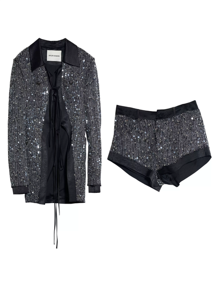 Sequins Sparkly Elegant Nichi Gorgeous Jacket＆Short-Pants