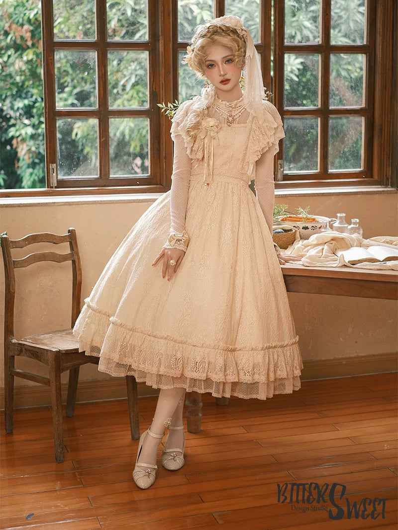 BittterSweet - Vintage Lolita OP Dress Old School Lace Long Dress