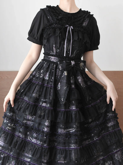 MIST - Vernal Stream - Lightweight Kawaii Lolita Blouse, Detachable Waist Tie