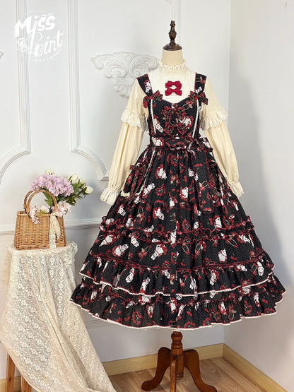Miss Point - Forest Berry Bunny - Sweet Lolita JSK Elegant Bunny Print Dress