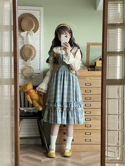 EESSILY - Green Fairy Tales - Classic Lolita Plaid JSK Plus Size Lolita Dress