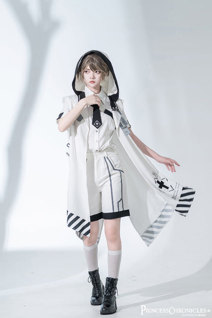 Princess Chronicles - Dry sea and Ashlar - Handsome Futuristic Style White Short Set