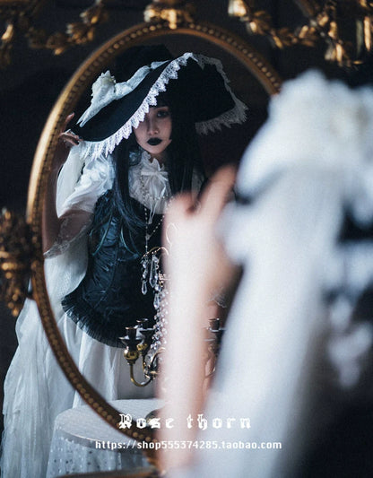 Rose Thorn - Gothic Lolita Witch Hat, Detachable Rose