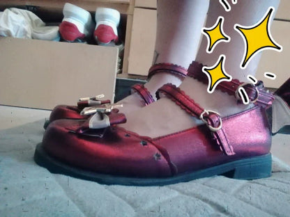 Bubble Cat - Dreamy Starry - Sweet Lolita Shoes Low Heel Bow Shoes