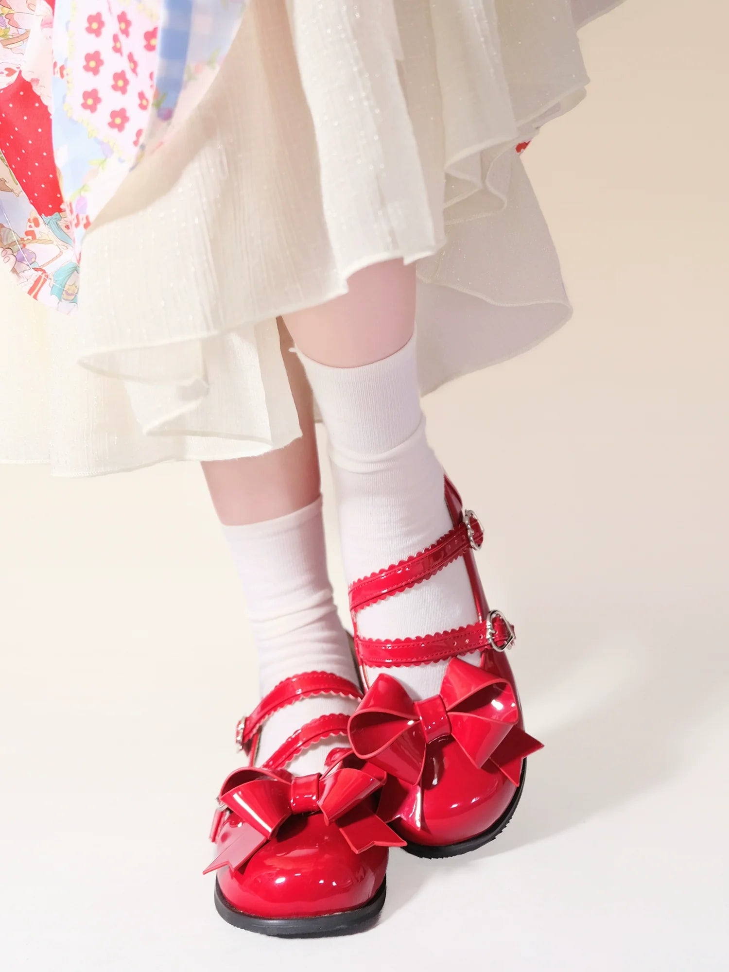Dolly Doll - Apple Candy - Mary Jane Lolita Shoes Bow PU Low-Mid Heel Shoes