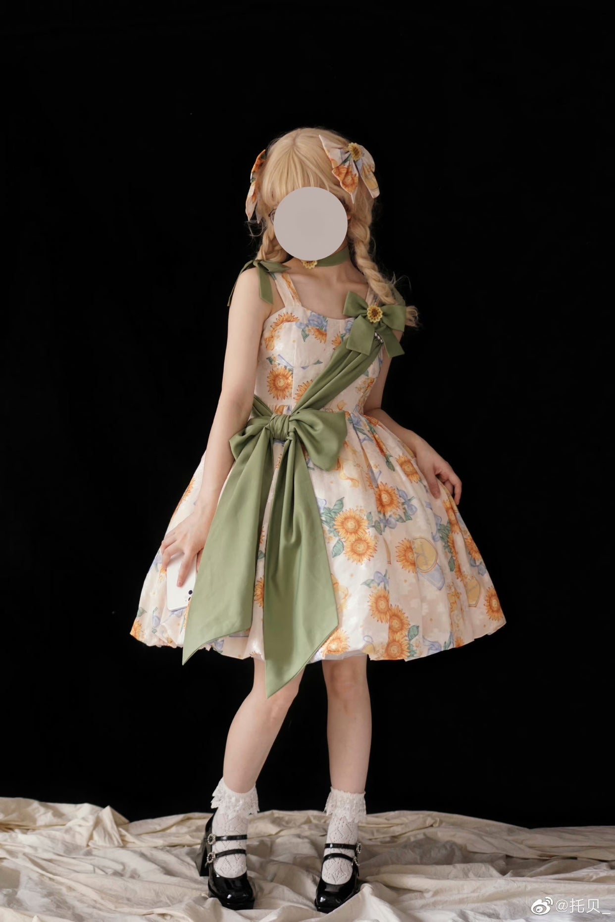 Akiyama Future Studio - Sunflower Print Lolita JSK Dress in Breathable Light Fabric