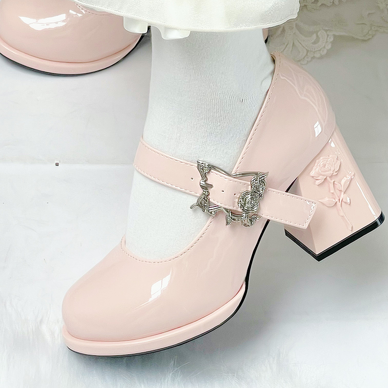 Dreamland - Wanxiang Cycle - Elegant Lolita Heel Shoes with Embossed Rose