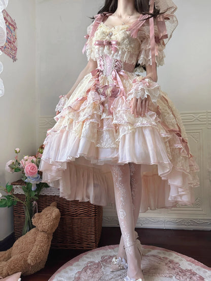 MieYe - Diana Rose - Bridal Lolita Dress Short Wedding OP with Accessories