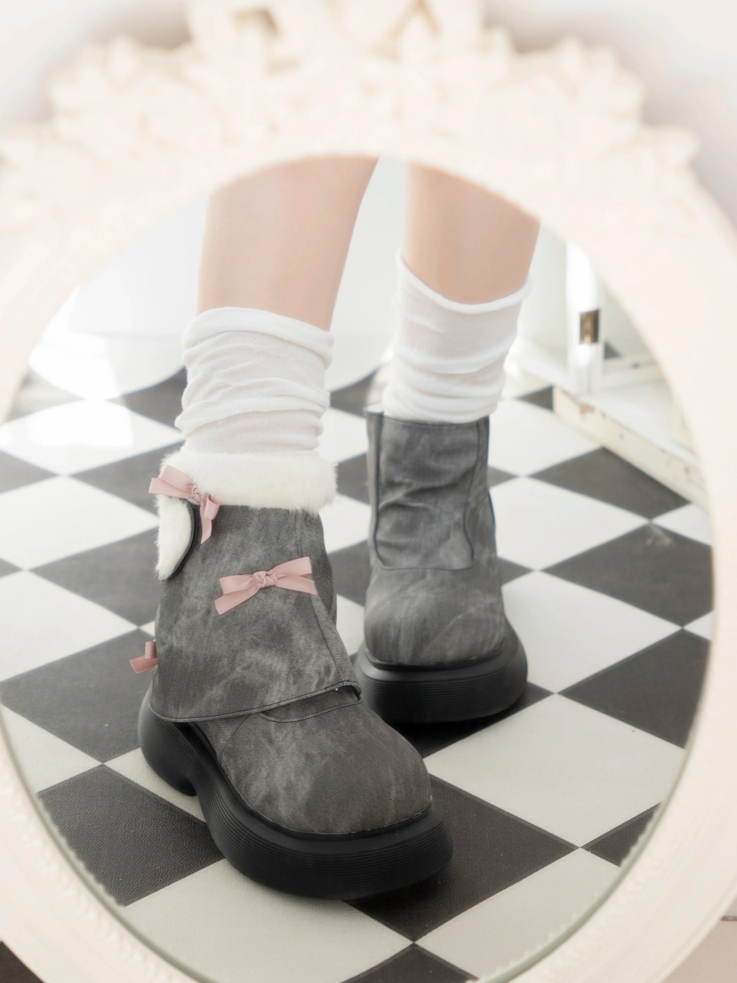 Dolly Doll - Ponyo - Winter Casual Lolita Boots Bow Thick Sole Shoes