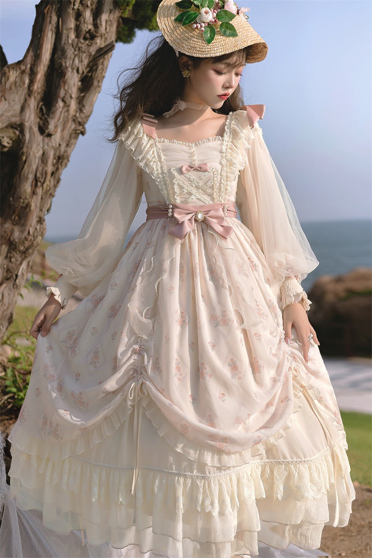 Letters from Unknown Star - Time Stationery - Elegant Lolita Long Sleeve OP Dress