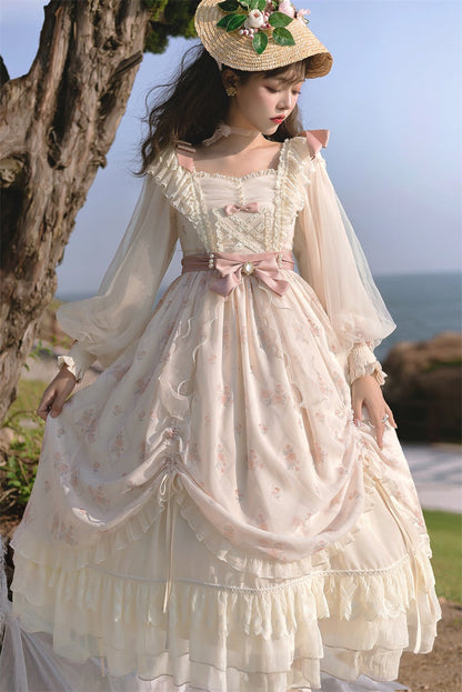 Letters from Unknown Star - Time Stationery - Elegant Lolita Long Sleeve OP Dress