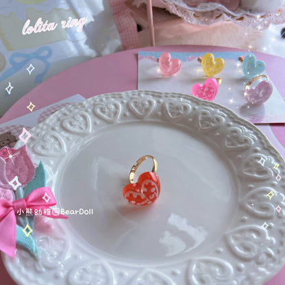 Bear Doll - Kawaii Lolita Ring Adjustable Shell Heart Shape Accessories