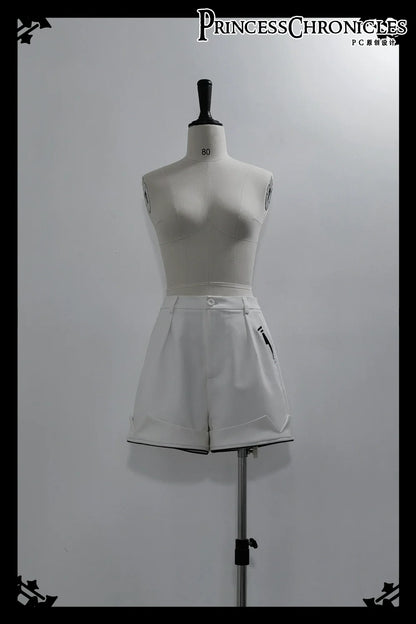 Princess Chronicles - White Cat - Futuristic Style Cool Lolita Pants Suit With Cat Ear Coat