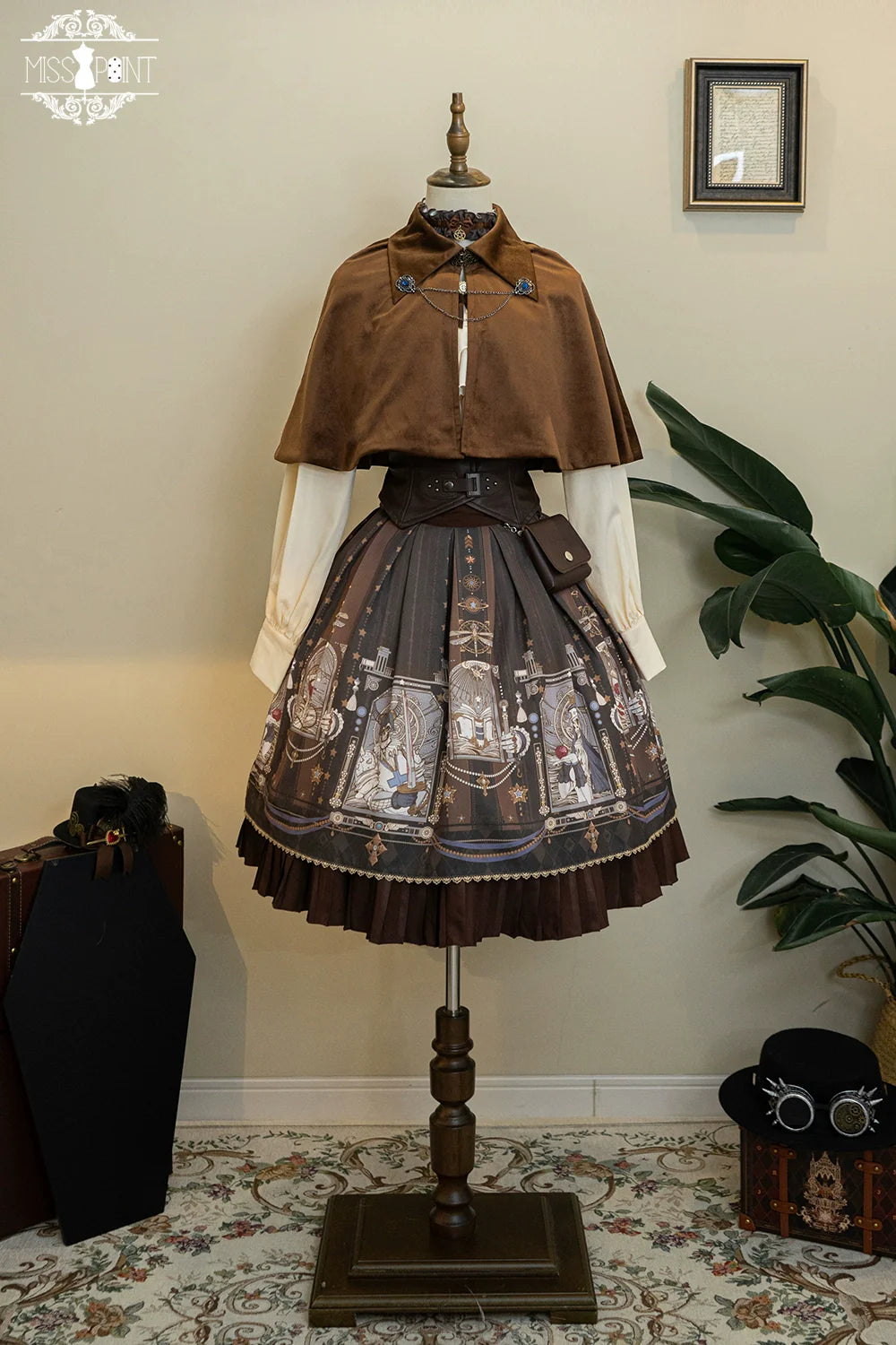 Miss Point - Demon Hunting Notes - Gothic Lolita Cross Print Short Skirt