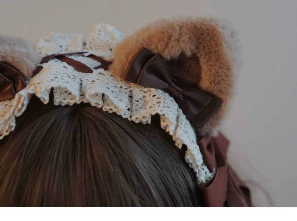 Besozealous - Handmade Lolita KC Animal Ear Coffee Hairband