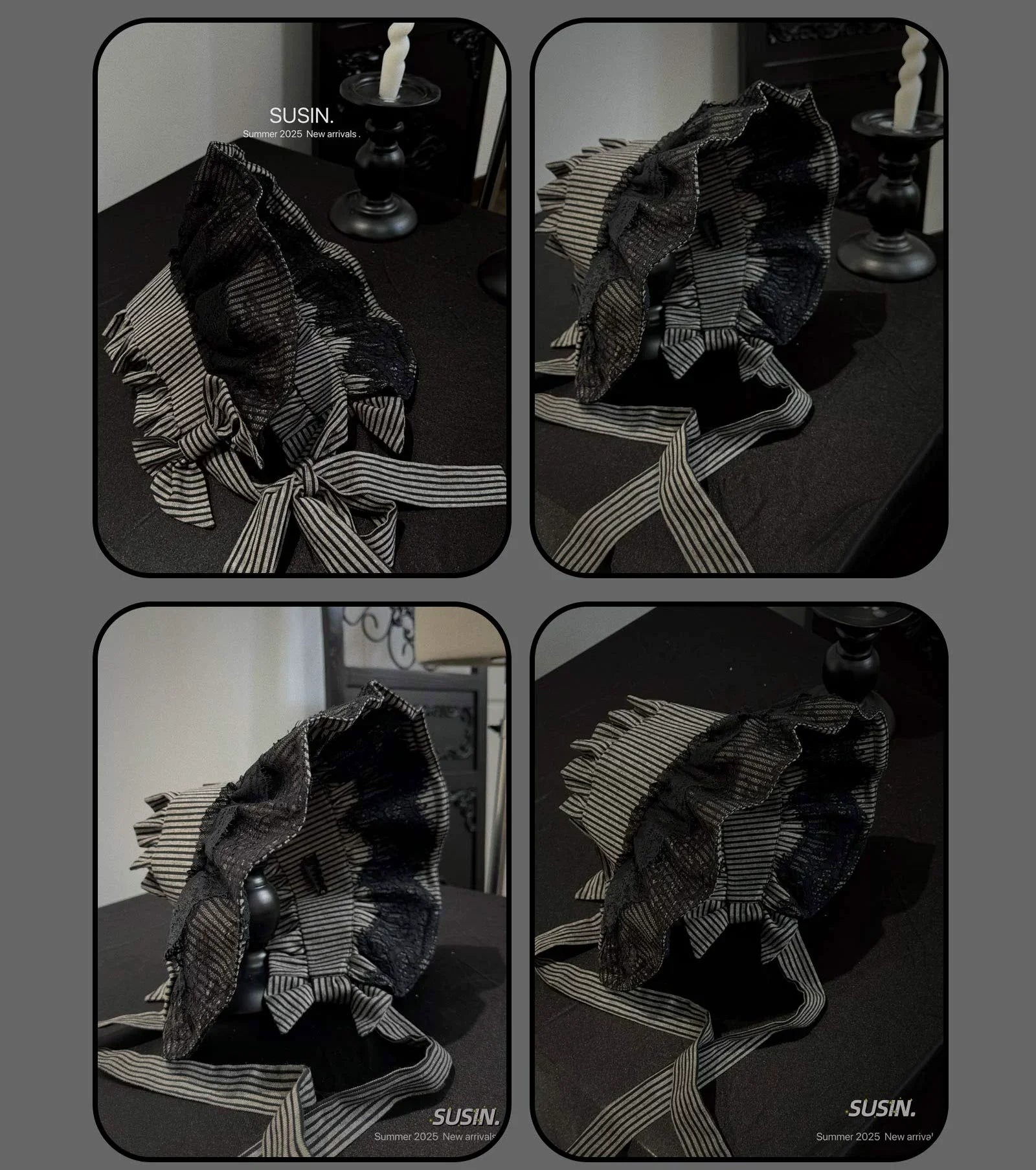 Susin Lolita - Striped Cross - Gothic Coordinated Lolita Set, Adjustable Blouse & Skirt