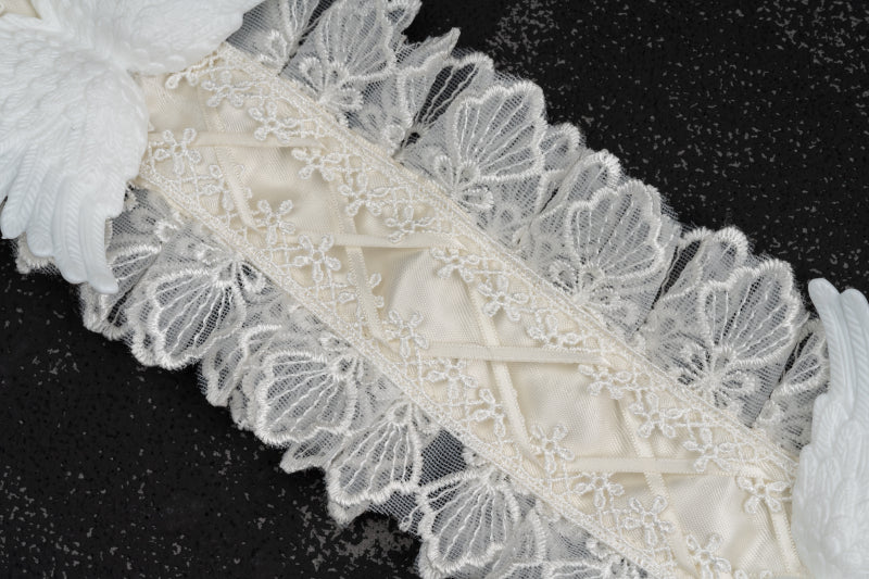 Strange Sugar - Gothic Lolita White Lace Angel Wings Hairband