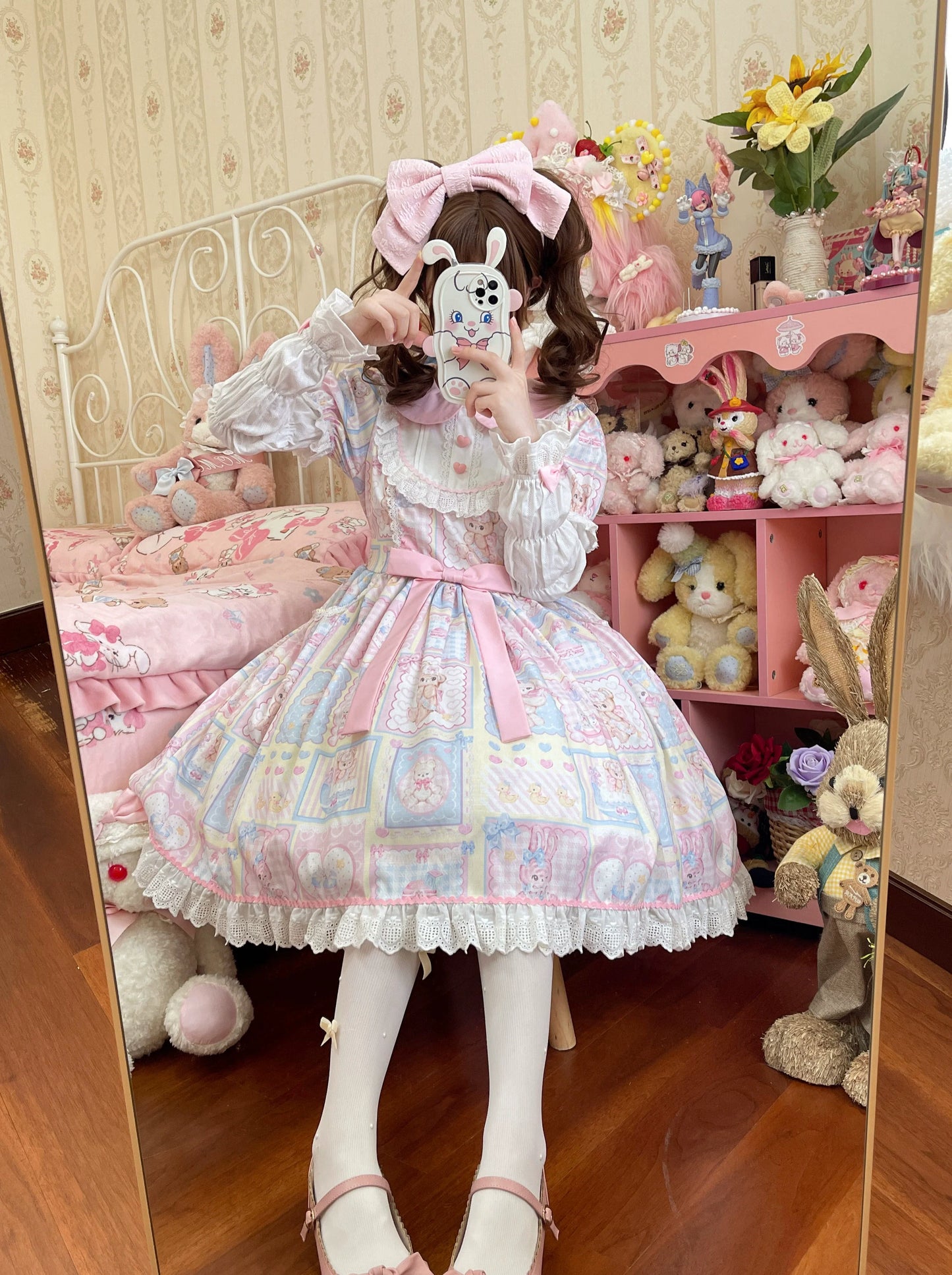 Hanguliang - Sweet Bunny Bear - Sweet Lolita Dress Long Sleeve Winter Lolita OP