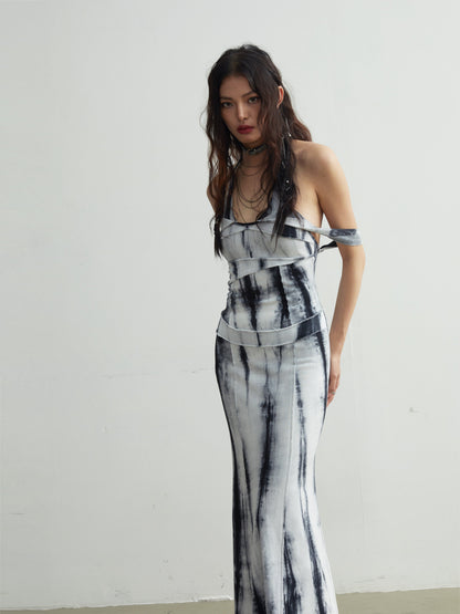 Tie-dye Slim Strap Maxi Dress