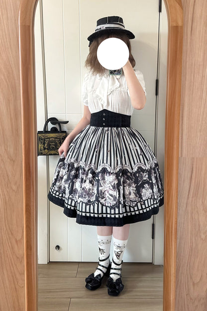 Little Bear - Gothic Lolita Black and White Striped JSK Set