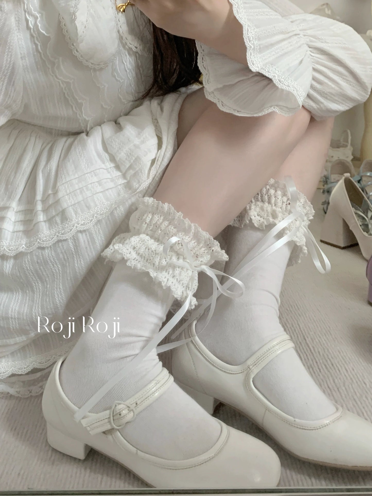 Roji Roji - Gentle Town - Sweet Lolita Cotton Calf Socks, Ankle Socks
