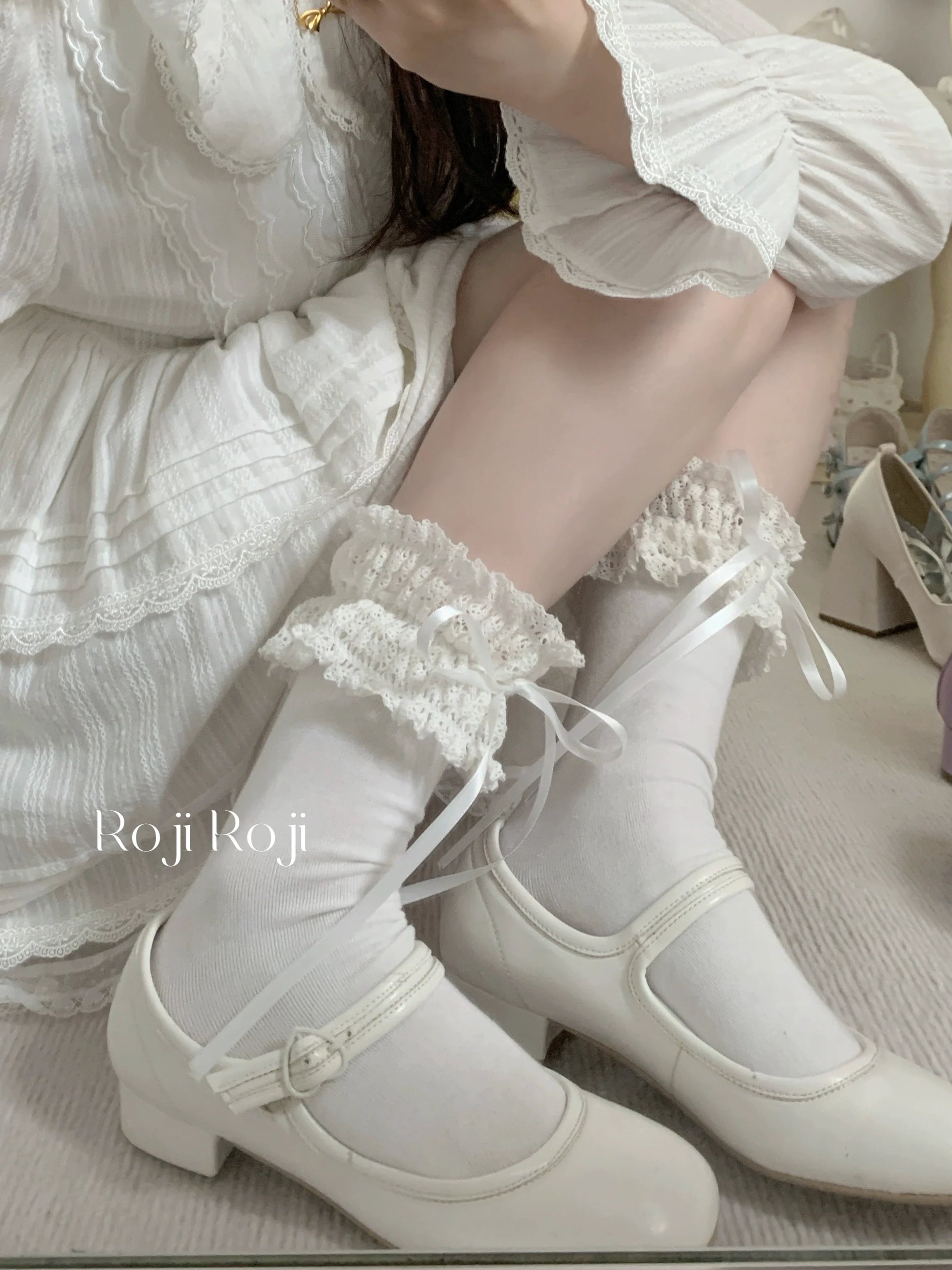 Roji Roji - Gentle Town - Sweet Lolita Cotton Calf Socks, Ankle Socks