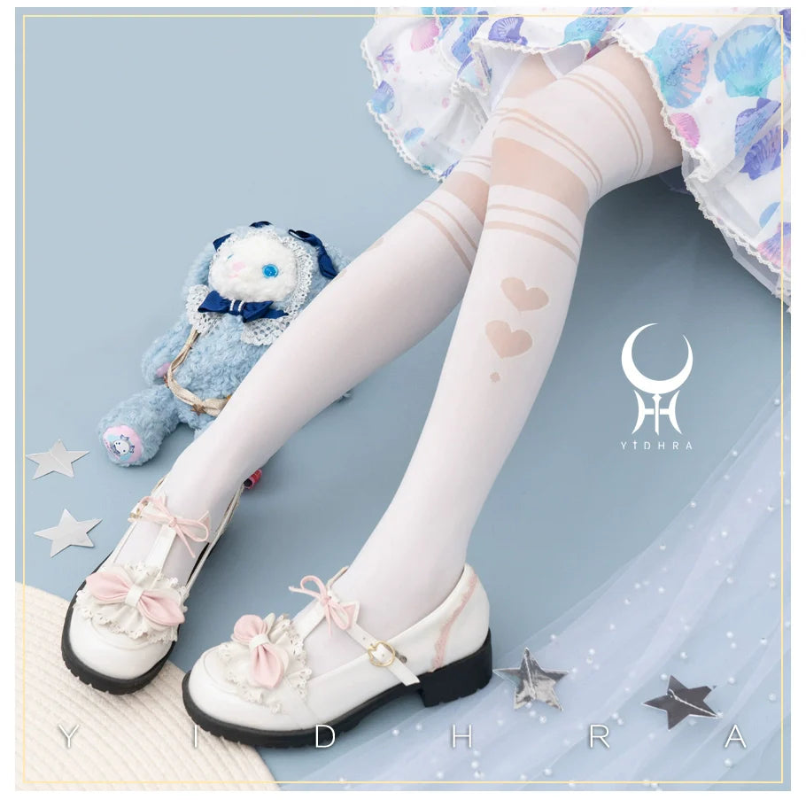 Yidhra - Enchanting Magic - Sweet Lolita Pantyhose Heart Hollow Out Thin Tights