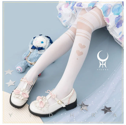 Yidhra - Enchanting Magic - Sweet Lolita Pantyhose Heart Hollow Out Thin Tights