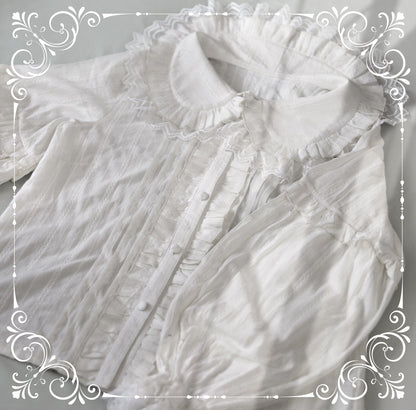 MIST - Cream Sweetheart - Kawaii Lolita Long-sleeve Blouse Multicolors