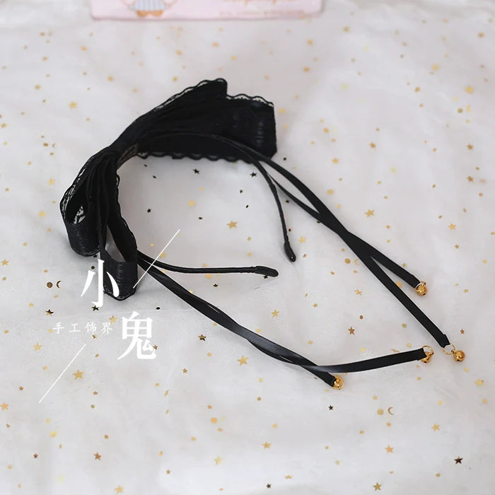 Xiaogui - Kawaii Lolita Bell KC Lace Bow Hair Accessory