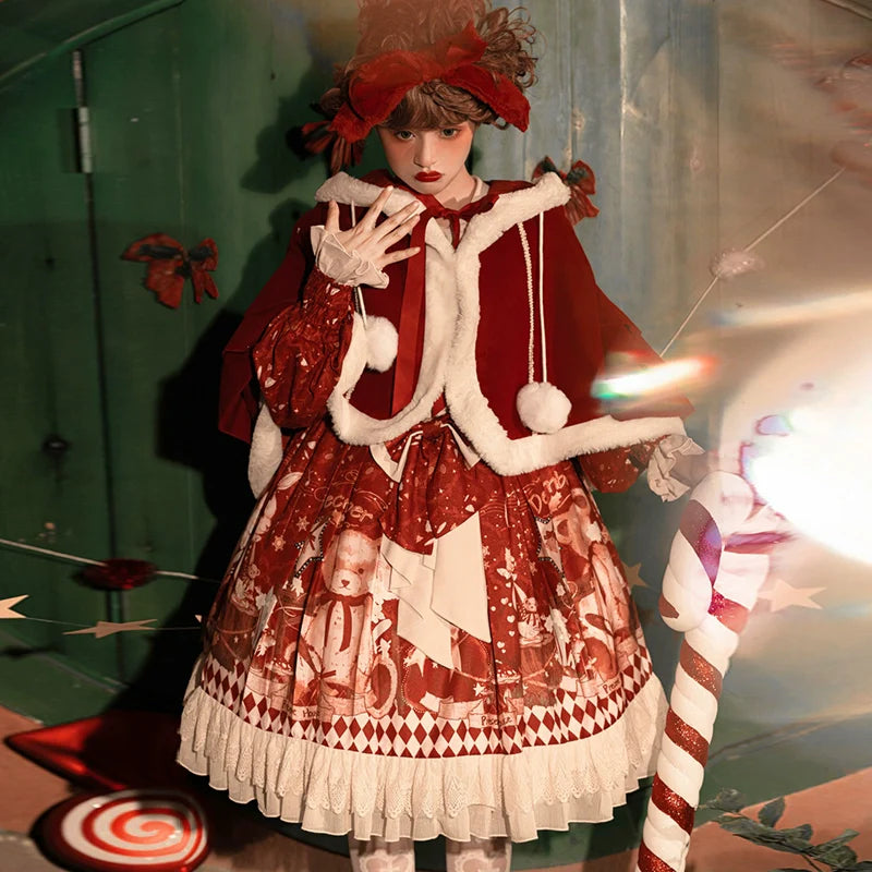 Sweet Date - Christmas Lolita OP Red Lolita Cape