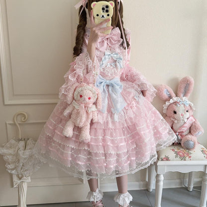 Hanguliang - Spring Awakening - Sweet Lolita JSK and Princess-Sleeved Shirt with Lace Detail