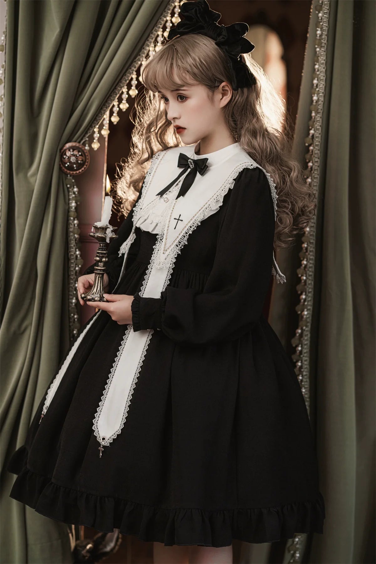 Sweet Date - Gothic Lolita Dress Black Nun OP for Halloween